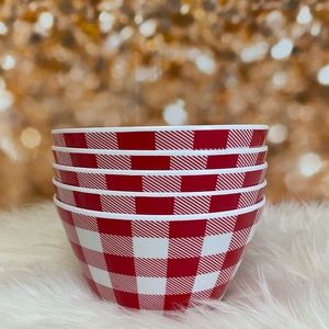 Nautica Home's Checkered Red and White Shatterproof Melamine Set of 4 Bowls